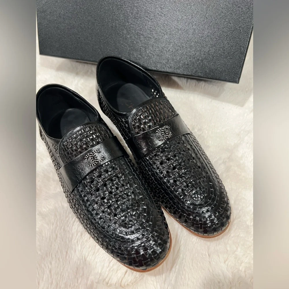 CHANEL ⭐️Woven leather black loafers 🔥